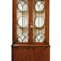 AMC102 DOUBLE CORNER CABINET: Mahogany with Satin inlay. W89cm/35in D51cm/20in H185cm/73in