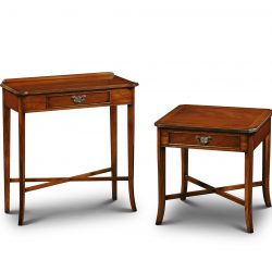 AMC122 SINGLE DRAWER HALL TABLE: Mahogany. W71cm/28in D31cm/12in H76cm/30in. AMC119 CANTED END TABLE & DRAWER: Mahogany. W51cm/20in D51cm/20in H55cm/22in