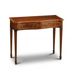 AMC222 SERPENTINE 2 DRAWER CONSOLE: Mahogany with Satin crossbanding. W92cm/36in D40cm/15in H79cm/31in