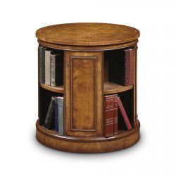 AMC235 REVOLVING END TABLE: Burr Walnut. W61cm/24in D61cm/24in H61cm/25in