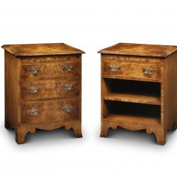 AMC247 1 DRAWER SMALL BEDSIDE CHEST: Burr Walnut. W54cm/21in D41cm/16in H66cm/26in. AMC248 3 DRAWER SMALL BEDSIDE CHEST: Burr Walnut. W54cm/21in D41cm/16in H66cm/26in