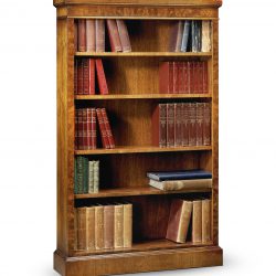 AMC249 OPEN BOOKCASE: Burr Walnut. W92cm/36in D28cm/11in H153cm/60in