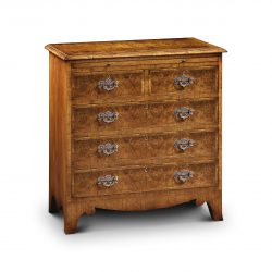 AMC250 5 DRAWER CHEST: Burr Walnut. W80cm/31in D44cm/17in H84cm/33in