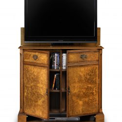 AMC275 TELEVISION CABINET OPEN: Burr Walnut. W102cm/40in D44cm/17in H92cm/36in
