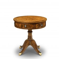 AMC276 SMALL DRUM TABLE:Burr Walnut. W61cm/24in D61cm/24in H64cm/25in
