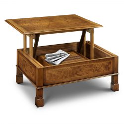 AMC282 RISE & FALL SUPPER TABLE OPEN: Burr Walnut. W102cm/40in D71cm/28in H41cm/18in