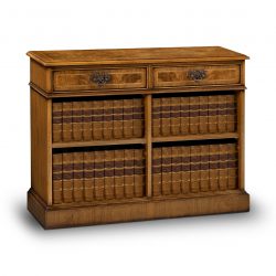 AMC285 2 DRAWER OPEN BOOKCASE: Burr Walnut. W102cm/40in D33cm/13in H76cm/30in.