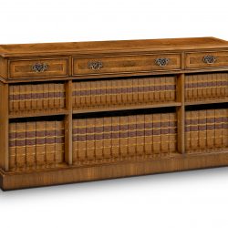 AMC286 3 DRAWER OPEN BOOKCASE: Burr Walnut. W152cm/60in D33cm/13in H76cm/30in