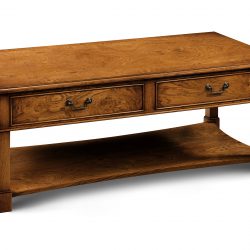 AMC291 COFFEE TABLE 2 DRAWER: Burr Oak. W122cm/48in D61cm/24in H46cm/18in