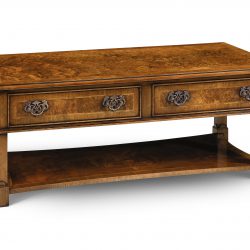 AMC291 COFFEE TABLE 2 DRAWER: Burr Walnut. W122cm/48in D61cm/24in H46cm/18in