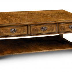 AMC292 COFFEE TABLE 6 DRAWER: Burr Walnut. W152cm/60in D91cm/36in H46cm/18in