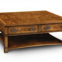 AMC294 COFFEE TABLE 4 DRAWER: Burr Walnut. W122cm/48in D122cm/48in H46cm/18in