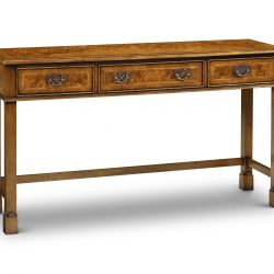 AMC295 CONSOLE TABLE 3 DRAWER: Burr Walnut. W137cm/54in D41cm/16in H76cm/30in