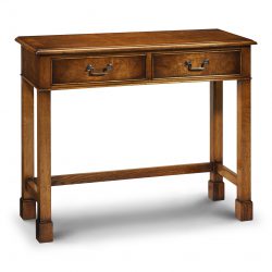 AMC296 CONSOLE TABLE 2 DRAWER: Burr Oak. W91cm/36in D36cm/14in H76cm/30in
