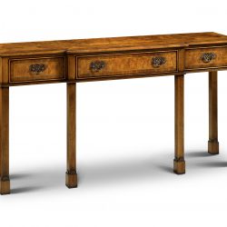 AMC297 BREAKFRONT CONSOLE TABLE: Burr Walnut. W152cm/60in D36cm/14in H76cm/30in