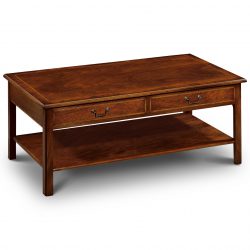 AMC38 GEORGIAN COFFEE TABLE & SHELF: Mahogany with Satin inlay. W116cm/46in D68cm/26in H46cm/18in