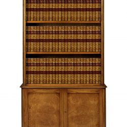 AMC408 OPEN BOOKCASE WITH CUPBOARD : Burr Oak W107cm/42in D41cm/16in H203cm/80in