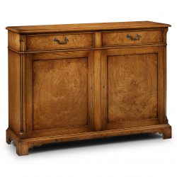 AMC44 2 DOOR SIDEBOARD: Burr Oak. W107cm/42in D38cm/15in H89cm/35in