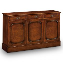AMC47 3 DOOR SIDEBOARD: Mahogany with Satin inlay to top. W147cm/58in D38cm/15 inH89cm/35in