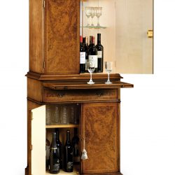 AMC63 WINE CABINET FRONTED OPEN: Burr Walnut. W71cm/28in D46cm/18in H160cm/63in