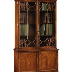 AMC86 2 DOOR BOOKCASE: Mahogany with Satin inlay. W117cm/46in D41cm/16in H213cm/84in