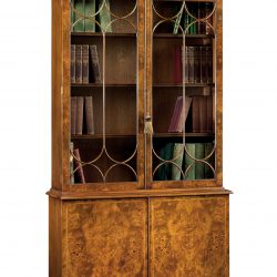 AMC86 2 DOOR BOOKCASE: Burr Walnut. W117cm/46in D41cm/16in H213cm/84in