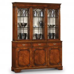 AMC94 3 DOOR BOOKCASE: Mahogany. W147cm/58in D38cm/15in H196cm/77in
