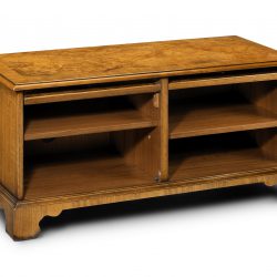 BTV000/102 FLAT FRONT TV/VIDEO BASE OPEN: Burr Walnut. W102cm/40in D46cm/18in H51cm/20in