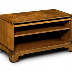 BTV000/90 FLAT FRONT TV/VIDEO BASE OPEN: Burr Walnut. W90cm/35in D46cm/18in H51cm/20in