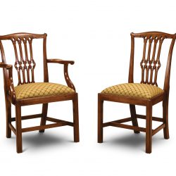 GC02 GOTHIC COUNTRY CHIPPENDALE ARM CHAIR: Mahogany. W56cm/22in D46cm/18in H96cm/38in. GC01 GOTHIC COUNTRY CHIPPENDALE SIDE CHAIR: Mahogany. W54cm/21in D46cm/18in H96cm/38in