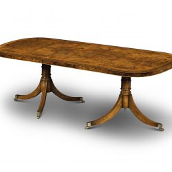 W154 7ft x 3ft 3in DINING TABLE WITH LEAF: Burr Walnut. Includes 18in centre leaf. W167cm/66in ext to 213cm/84in D99cm/39in H76cm/30in