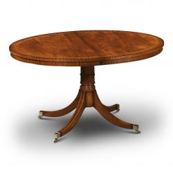 W161 6ft OVAL STOWAWAY TABLE CLOSED: Mahogany with Satin inlay. Includes 18in centre leaf. W138cm/54in ext to 182cm D99cm/39in H76cm/30in