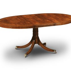 W161 6ft OVAL STOWAWAY TABLE EXTENDED: Mahogany with Satin inlay. Includes 18in centre leaf. W138cm/54in ext to 182cm D99cm/39in H76cm/30in