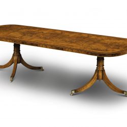 W163 9ft x 42in DINING TABLE: Burr Walnut. Includes 2 x 18in centre leaves. W213cm/84in ext to W274cm/108in D107cm/42in H76cm/30in
