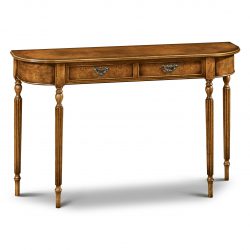 W189 2-DRAWER HALL TABLE: Burr Walnut. W120cm/47in D33cm/13in H76cm/30in