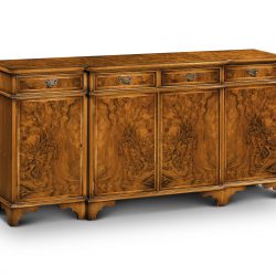 W200 BREAKFRONT SIDEBOARD: Burr Walnut. W183cm/72in D43cm/17in H89cm/35in
