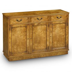 W207 3 DOOR SIDEBOARD: Burr Poplar. W127cm/50in D38cm/15in H89cm/35in