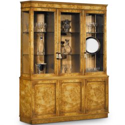 W209 3 DOOR BOOKCASE: Burr Poplar. W152cm/60in D38cm/15in H200cm/79in