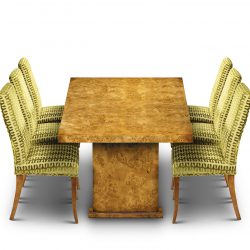 W255 DINING TABLE 7ft x 3ft 3in: Burr Poplar. W213cm/84in D99cm/39in H76cm/30in