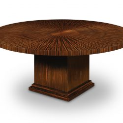 W292 72in DINING TABLE: Burr Walnut. W183cm/72in D183cm/72in H76cm/30in