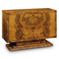 W370 2 DOOR CREDENZA: Burr Walnut. W114cm/45in D43cm/17in H81cm/33in