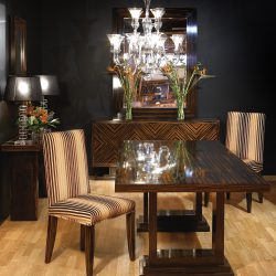 W385 DINING TABLE WITH DECO COLUMN: Ebony. W213cm/84in D99cm/39in H76cm/30in